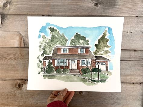 Watercolor House Drawing Custom Watercolor House Watercolor | Etsy