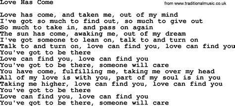 Love Has Come By The Byrds Lyrics With Pdf