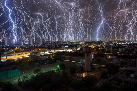 Сomposite Shot Of A Thunderstorm In Gurgaon India On April 5 2017