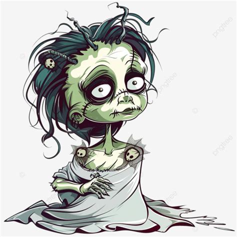 Cartoon Scary Frankensteins Bride Spooky Halloween Monster