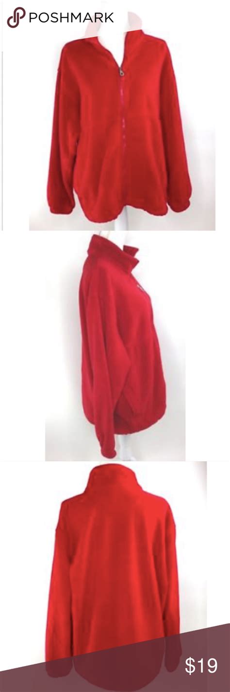 Lands End Polartec Red Fleece Jacket Size Large