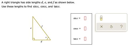 Solved A Right Triangle Has Side Lengths D E And F As Shown Below