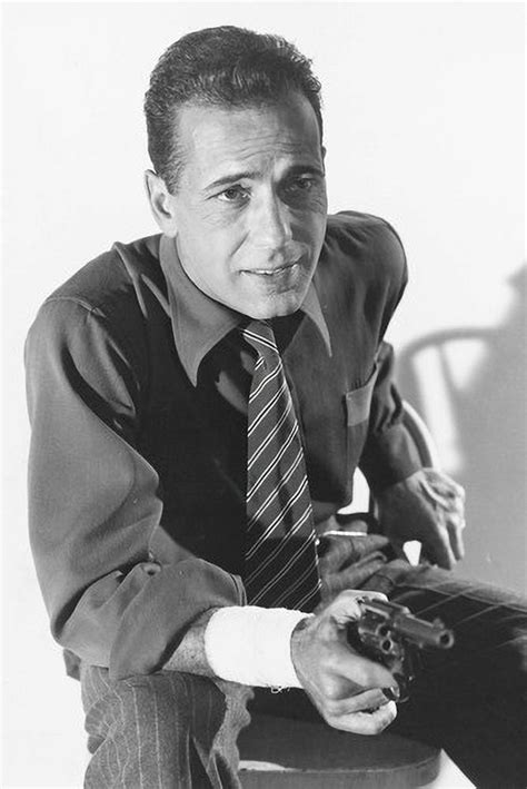 Humphrey Bogart In Shirt And Tie Smiling As He Pulls Gun 24x36 Poster