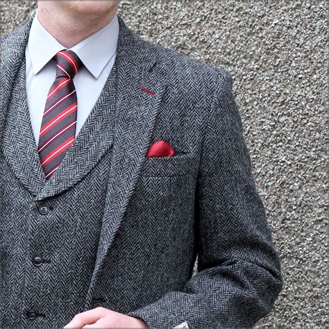 Harris Tweed Grey Herringbone 3pic Suit Cwmenswear