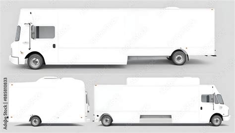 White Food Truck Template Mockup For Brand Identity Realistic Cargo