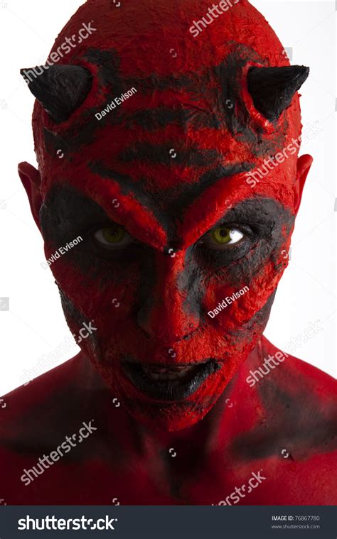 Close Red Devil Woman White Background Stock Photo 76867780 Shutterstock