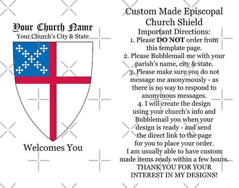 Personalized Parish Episcopal Church Shield Welcomes You Please