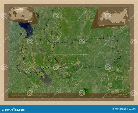 Vologda Russia Low Res Satellite Labelled Points Of Cities Stock