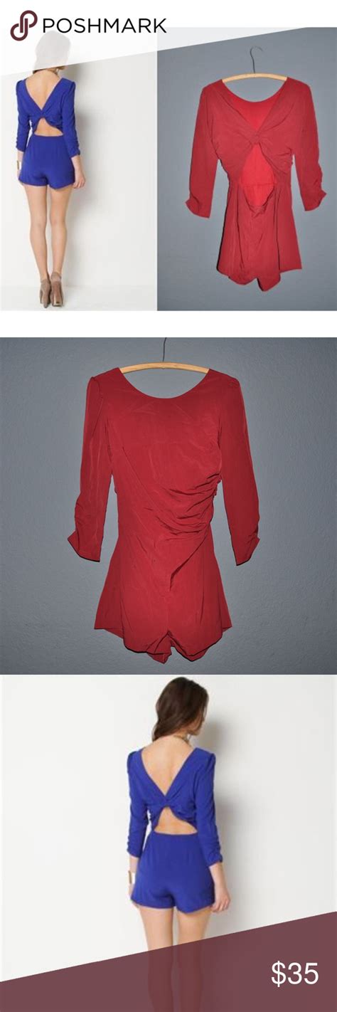 New Ark And Co Red Tie Back Cutout Romper Nwt F8 Cutout Rompers