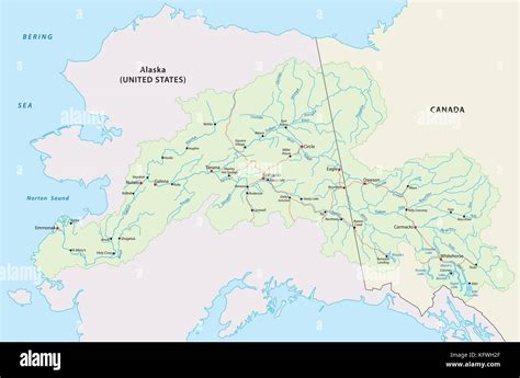 Yukon River Vector Map Stock Vector Art And Illustration Vector Image
