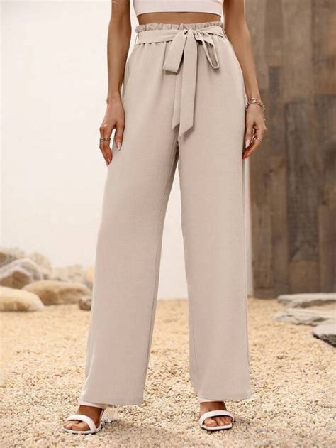 Shein Lune High Waist Belted Wide Leg Pants Shein Usa