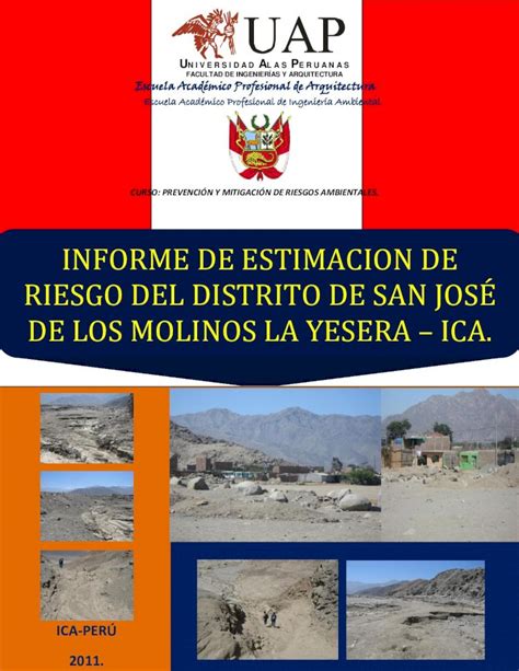 Pdf Estimacion De Riesgo Del Distrito De San Jos De Los Molinos