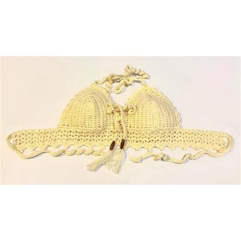 บราถก บราไหมพรม มฟองนำเสรมอก ชดวายนำ ไหมพรม เสอใสเทยวทะเล crochet bikini Shopee