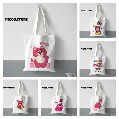 Jual Tote Bag Kanvas Bergambar Lotso Totebag Wanita Tote Bag