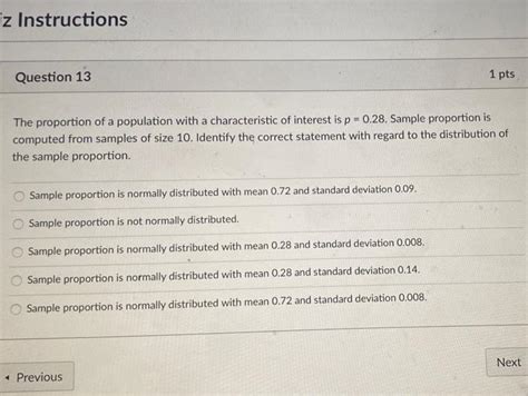 Solved Iz Instructions Question 13 1 Pts The Proportion Of A Chegg