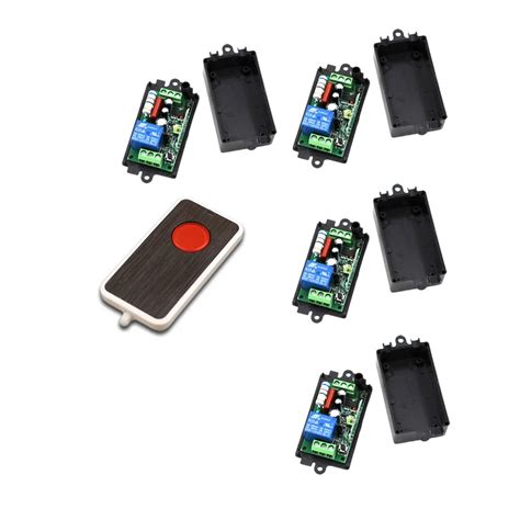 Safe New 4 Pieces 110V 220V Wireless Remote Control Switch Remote Control Switch 1CH Remote ...