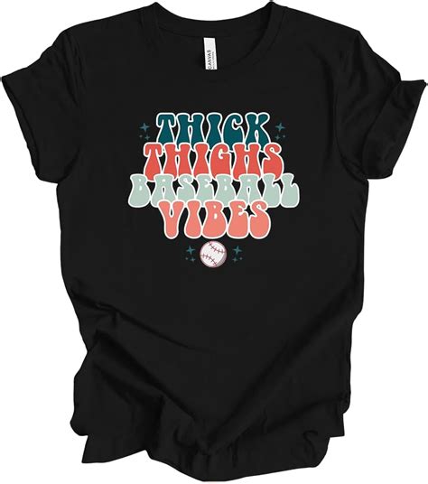 Womens Cute Funny Baseball Groovy Thick Thighs Baseball