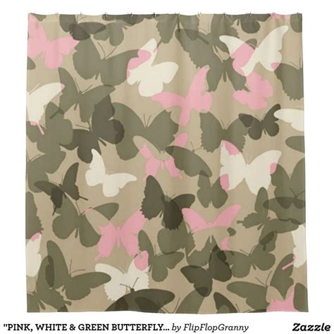 Pink White And Green Butterfly Camo Shower Curtain Zazzle Camo