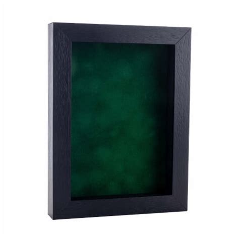 8x10 Shadow Box Frame Textured Black Wood 34 Depth Forest Green Suede Backing Uv Acrylic