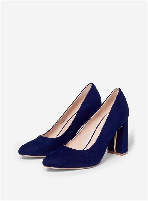 Womens Wide Fit Navy Diana Court Shoes Blue Court Shoes Heels