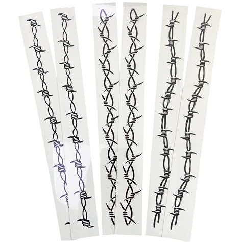 Barbed Wire Temporary Tattoo Set Large Black Fake Tattoos For Halloween Costume 6 Sheets