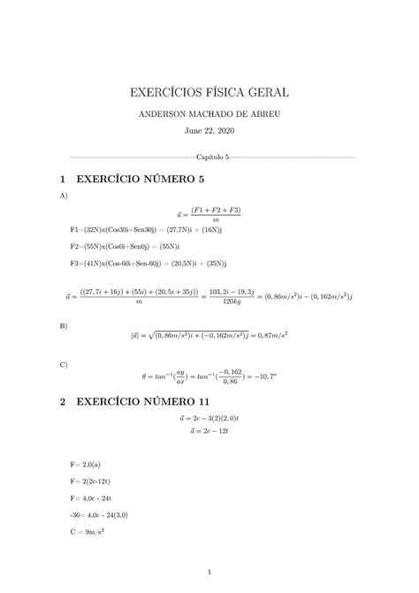 Exerc cios F sica Geral 1 Anderson EXERCÍCIOS FÍSICA GERAL ANDERSON