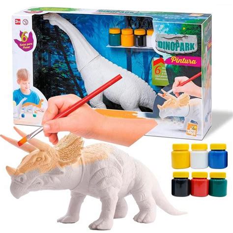 Dinopark Pintura Dinossauro De Colorir Pintar 6 Tintas Bee Toys