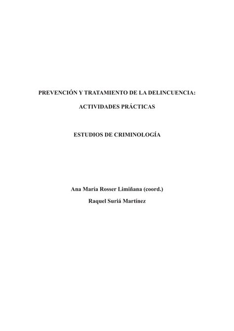 PREVENCIÓN Y TRATAMIENTO DE LA DELINCUENCIA