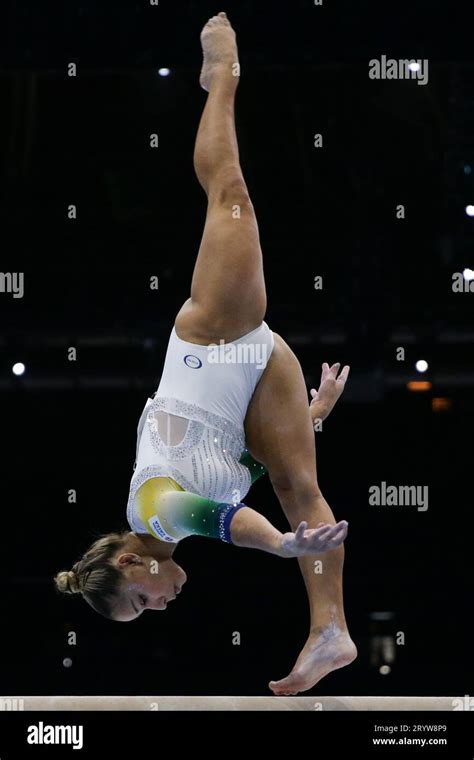 Antwerp, Belgium. 2nd Oct, 2023. Flavia Saraiva of Brazil competes during the beam of Women's ...