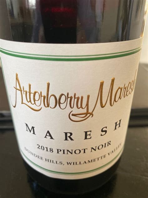 Arterberry Maresh Pinot Noir Maresh Vineyard Usa Oregon