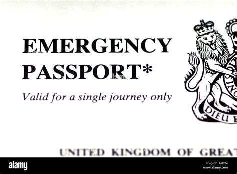 Emergency Passport British Seal Stamp Official Uk United Kingdom Stock