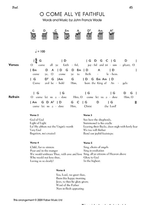 O Come All Ye Faithful Ukulele Chord Songbook Pdf Noten Von John