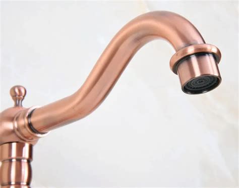 Antique Red Copper Brass Dual Cross Handles Bathroom Kitchen Basin Sink