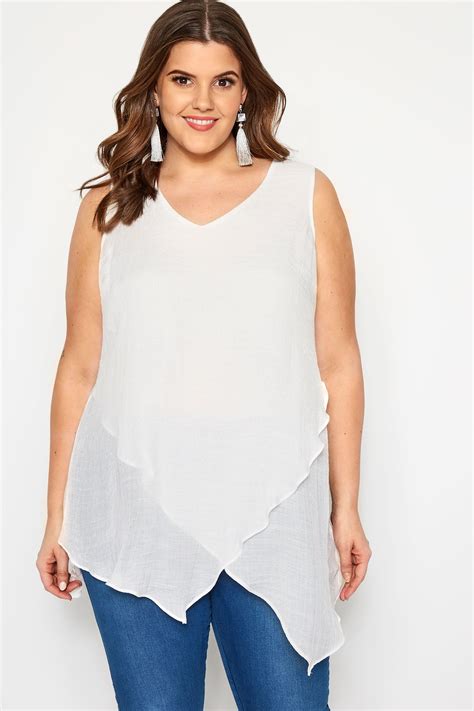 White Layered Sleeveless Blouse Sizes 16 To 36 Yours Clothing