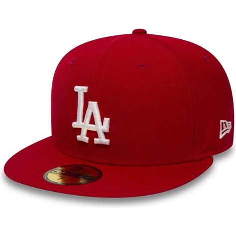 New Era Flat Brim 59fifty Essential Los Angeles Dodgers Mlb Red Fitted