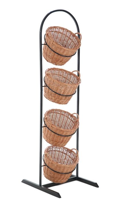 4 Tier Wicker Basket Display Food Stands