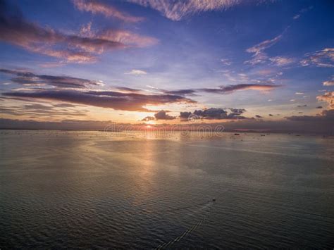 Sunset In Manila Philippines Bay City Pasay Area Stock Image