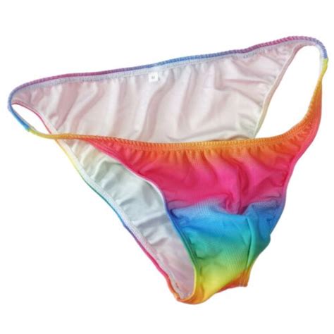 K377 P Mens String Bikini String Narrow Waist Body Posing Printed Swim Fabric EBay