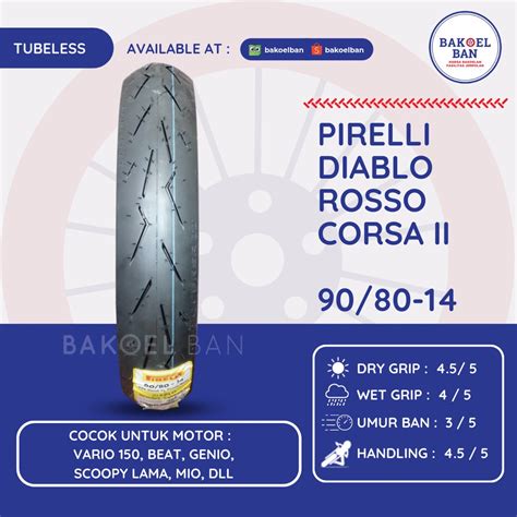 Jual BAN MOTOR PIRELLI DIABLO ROSSO CORSA II 90 80 14 Soft Compound