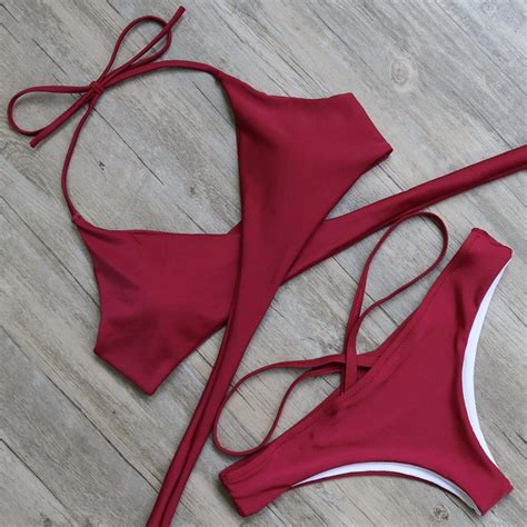 Solid Red Sexy String Bikini Sets Swimwear Cn Bikinis Store Hot Sex