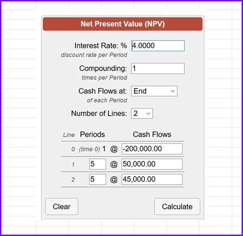 Net Present Value Calculator EXCELTEMPLATES Org