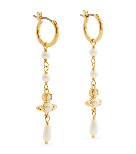 Vivienne Westwood Gold Tone Brass And Creamrose Pearl Emiliana Drop