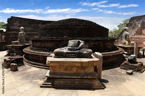 Ancient Sitting Buddha Statue Inside The Ruined Building At Vatadage