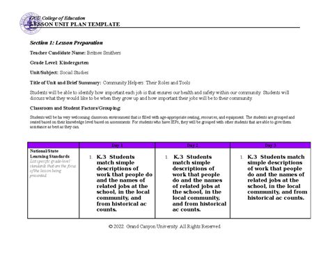 Ece Unit Plan Day This Is A Day Unit Lesson Plan Gcu College