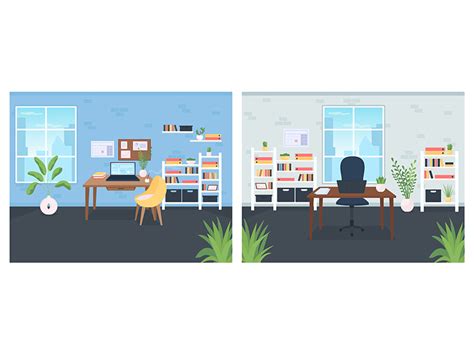 Office Flat Color Vector Illustration Set By The Img EpicPxls