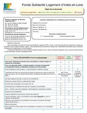 Fillable Online Departement Touraine Fonds Solidarit Logement D Indre