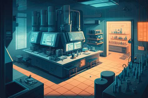 Futuristic Laboratory Featuring High Tech Equipment And Advanced