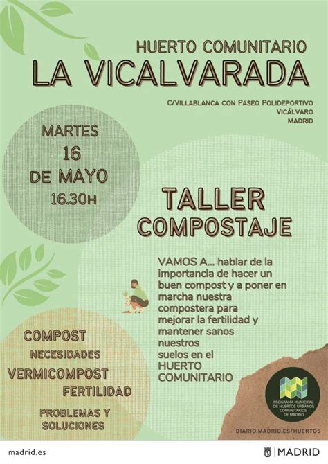 Taller De Compostaje En Huerto La Vicalvarada Huertos De Madrid