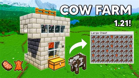 Best Automatic Cow Farm For Any World In Minecraft 121 Bedrock Java