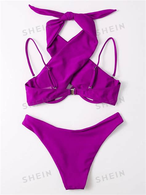 Shein Swim Vcay Ba Ador Bikini Con Aro Halter Cruzado Mode De Mujer Shein Espa A